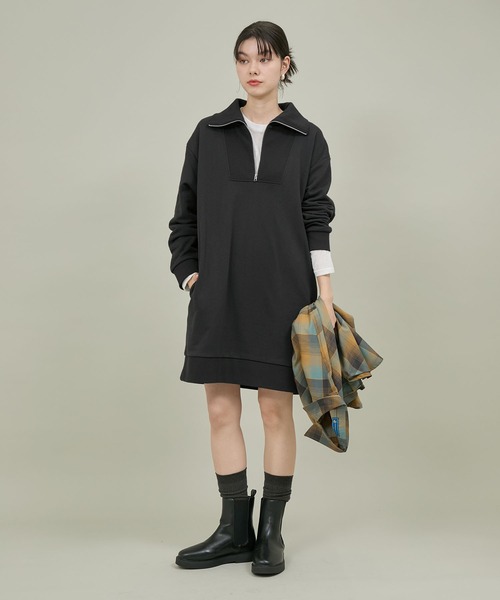 ROPE' PICNIC（ロペピクニック）の「ハーフジップワンポイントロゴカットミニワンピース（ワンピース・レディース・ライトグレー/チャコールグレー・38）」の20枚目の写真