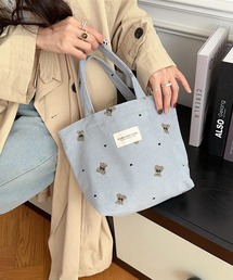 Mignonjour（ミニョンジュール）の「Mignonjour/くまコーデュロイミニトートバッグ M2582（トートバッグ）」