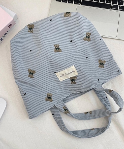 Mignonjour（ミニョンジュール）の「Mignonjour/くまコーデュロイミニトートバッグ M2582（トートバッグ・レディース・ブルー/ホワイト/ベージュ/ピンク・FREE）」の16枚目の写真