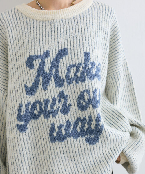 w closet（ダブルクローゼット）の「BIGロゴニット（ニット/セーター・レディース・オフホワイト/チャコールグレー/ピンク・FREE）」の10枚目の写真