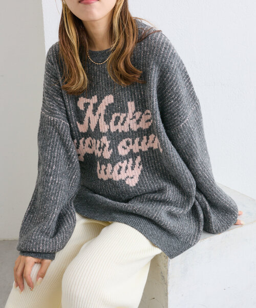 w closet（ダブルクローゼット）の「BIGロゴニット（ニット/セーター・レディース・オフホワイト/チャコールグレー/ピンク・FREE）」の18枚目の写真