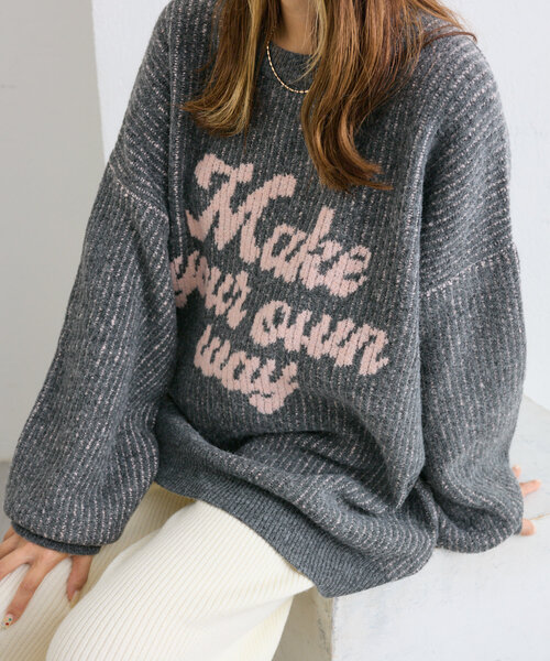 w closet（ダブルクローゼット）の「BIGロゴニット（ニット/セーター・レディース・オフホワイト/チャコールグレー/ピンク・FREE）」の19枚目の写真