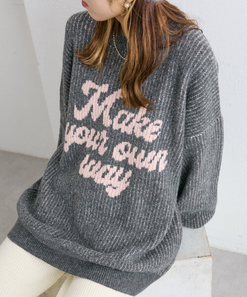 w closet（ダブルクローゼット）の「BIGロゴニット（ニット/セーター・レディース・オフホワイト/チャコールグレー/ピンク・FREE）」の20枚目の写真