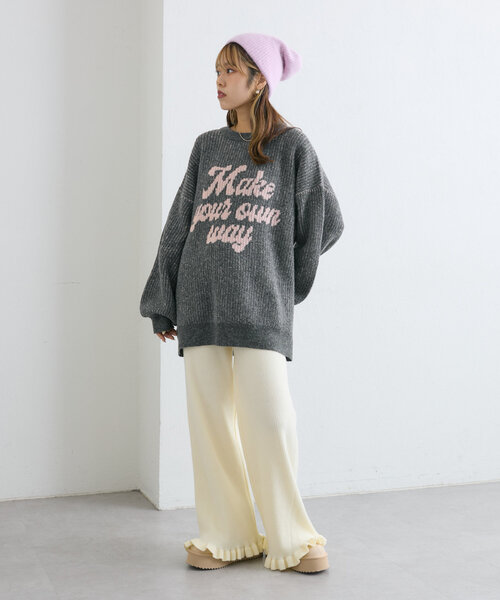 w closet（ダブルクローゼット）の「BIGロゴニット（ニット/セーター・レディース・オフホワイト/チャコールグレー/ピンク・FREE）」の21枚目の写真