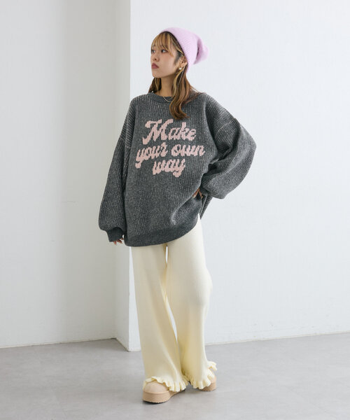 STONE  コンパスロゴ 刺繍 コットンウール　　　　ニット L セール】BIGロゴニット（ニット/セーター）｜w closet（ダブル