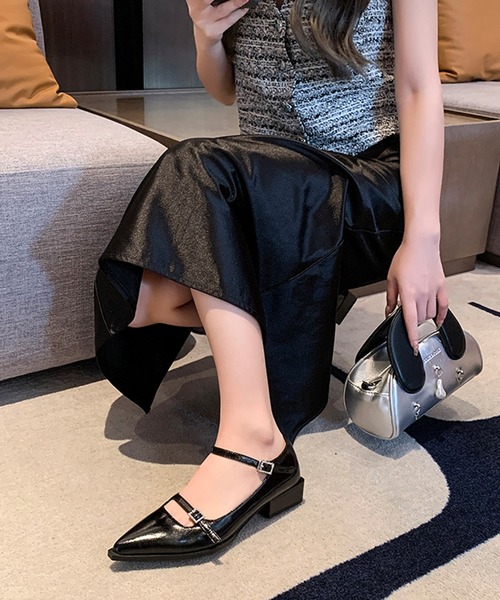 Lace Ladies(レースレディース)の「レザー調 ポインテッド ダブル ストラップ パンプス(パンプス・レディース・ブラック/ホワイト/シルバー・24.5cm/24cm/23.5cm/23cm/22.5cm)」の16枚目の写真