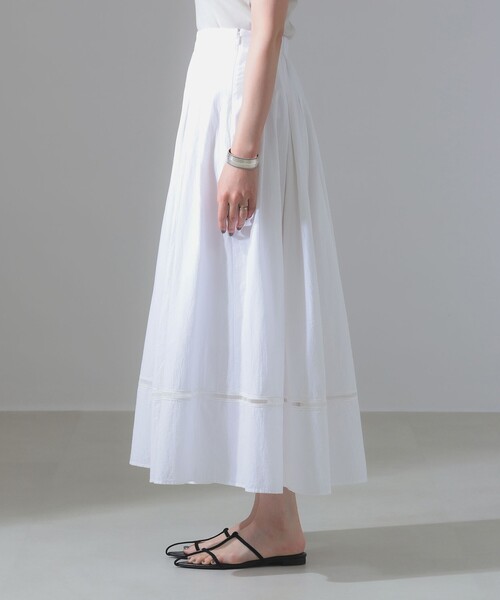 ヌキテパ シャーリングロングスカート 白とネイビー ヌキテパ