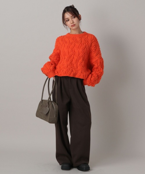 FOREVER 21（フォーエバー トゥエンティーワン）の「【2024FW】ケーブルニットプルオーバー（ニット/セーター・レディース・オレンジ/チャコールグレー/ナチュラル・FREE）」の4枚目の写真