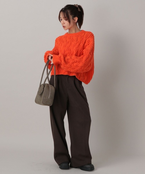 FOREVER 21（フォーエバー トゥエンティーワン）の「【2024FW】ケーブルニットプルオーバー（ニット/セーター・レディース・オレンジ/チャコールグレー/ナチュラル・FREE）」の5枚目の写真