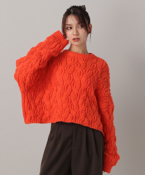 FOREVER 21（フォーエバー トゥエンティーワン）の「【2024FW】ケーブルニットプルオーバー（ニット/セーター・レディース・オレンジ/チャコールグレー/ナチュラル・FREE）」の8枚目の写真