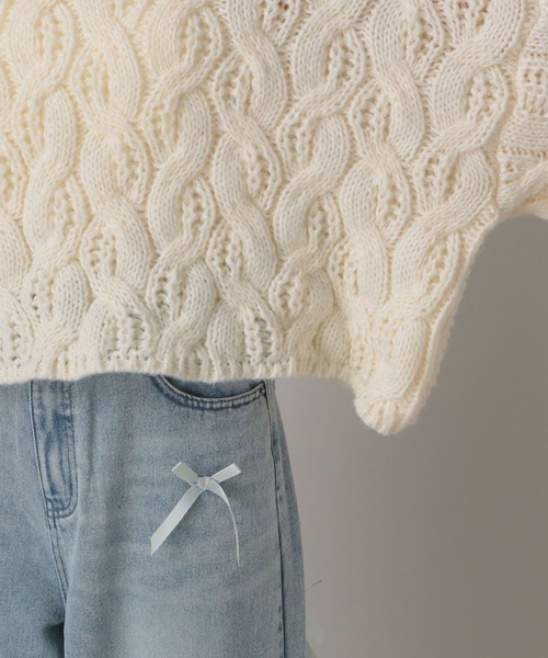 FOREVER 21（フォーエバー トゥエンティーワン）の「【2024FW】ケーブルニットプルオーバー（ニット/セーター・レディース・オレンジ/チャコールグレー/ナチュラル・FREE）」の20枚目の写真