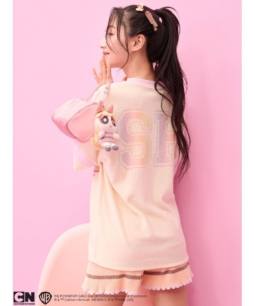 SNIDEL HOME The Powerpuff 上下セット　ピンク 限定アイテム】【The Powerpuff Girls】スウェットセットアップ