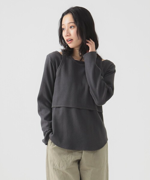 B:MING by BEAMS(ビーミングバイビームス)の「レイヤード プルオーバー(Tシャツ/カットソー・レディース・オフホワイト/レッド系その他7/ブラック系その他4・ONE SIZE)」の2枚目の写真