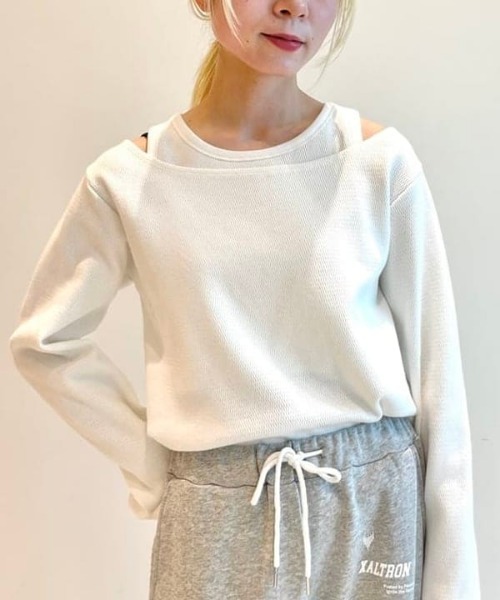 B:MING by BEAMS(ビーミングバイビームス)の「レイヤード プルオーバー(Tシャツ/カットソー・レディース・オフホワイト/レッド系その他7/ブラック系その他4・ONE SIZE)」の1枚目の写真