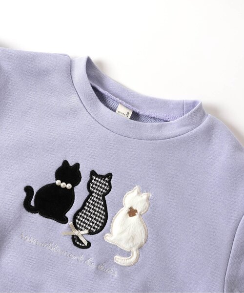 セール】ネコ・ハートモチーフトレーナー（スウェット）｜apres les