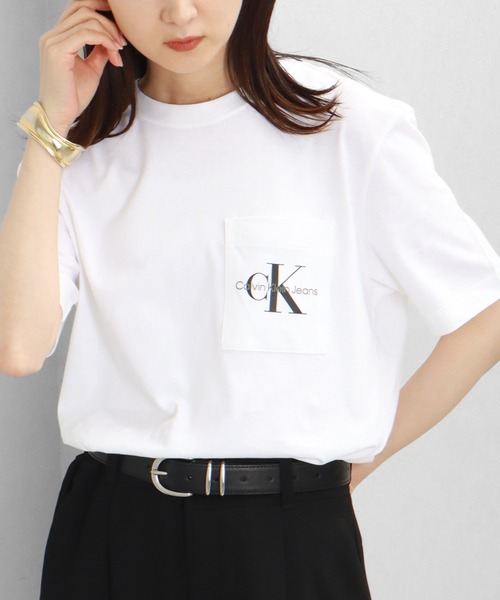【 】★CK Jeans ロゴパッチTシャツ★送料無料★ Calvin Klein Jeans】ロゴパッチ ワッフル長袖Tシャツ(送料込