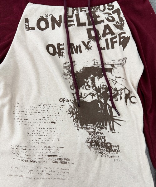 00s y2k wishcore フランシュリッぺ　kunkun Tシャツニット jiasecond.】コード付きワンショルラグランプリントロンT