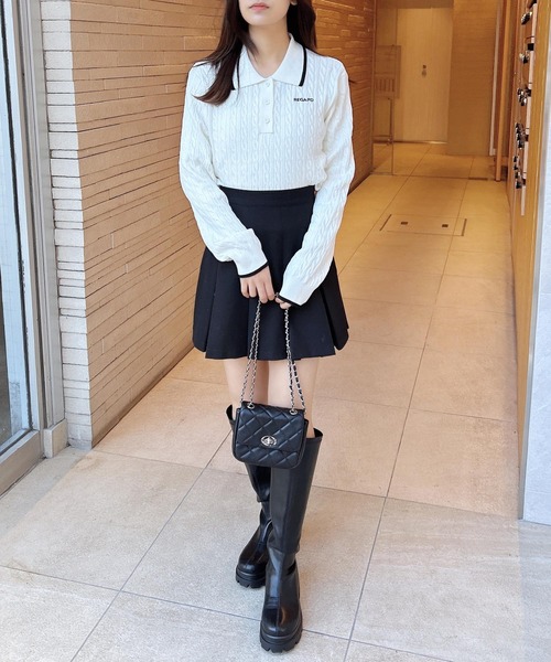 INGNI(イング)の「胸刺しゅうケーブルポロニット(ニット/セーター・レディース・ホワイト×ブラック/グレー×ホワイト/ネイビー系/レッド系3・M)」の17枚目の写真