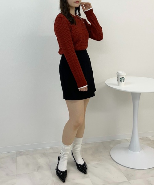 INGNI(イング)の「胸刺しゅうケーブルポロニット(ニット/セーター・レディース・ホワイト×ブラック/グレー×ホワイト/ネイビー系/レッド系3・M)」の21枚目の写真