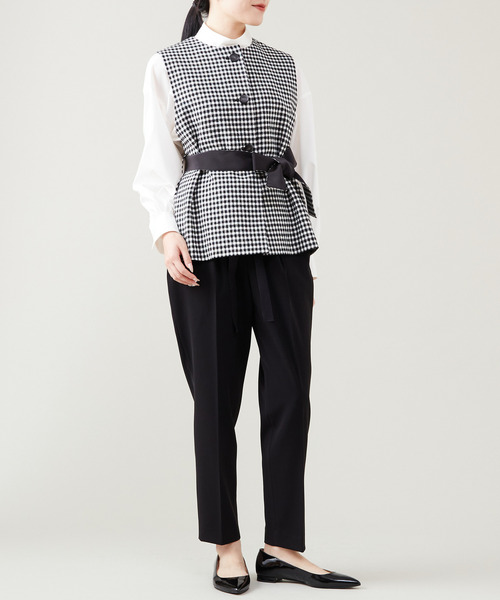 Tiara(ティアラ)の「クルーネックジレ(セットアップ可)(ベスト・レディース・チェック/ブラック・FREE)」の11枚目の写真