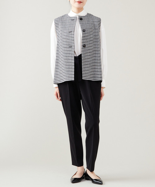 Tiara(ティアラ)の「クルーネックジレ(セットアップ可)(ベスト・レディース・チェック/ブラック・FREE)」の12枚目の写真