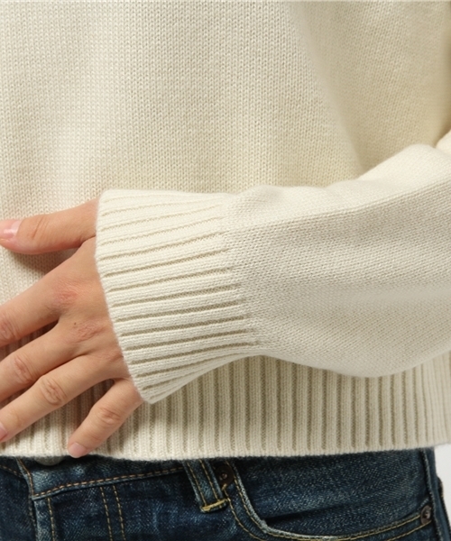 MYSELF ABAHOUSE（マイセルフアバハウス）の「ワッフル編みタートル（ニット/セーター・レディース・モカ/ネイビー/オフホワイト・FREE）」の9枚目の写真