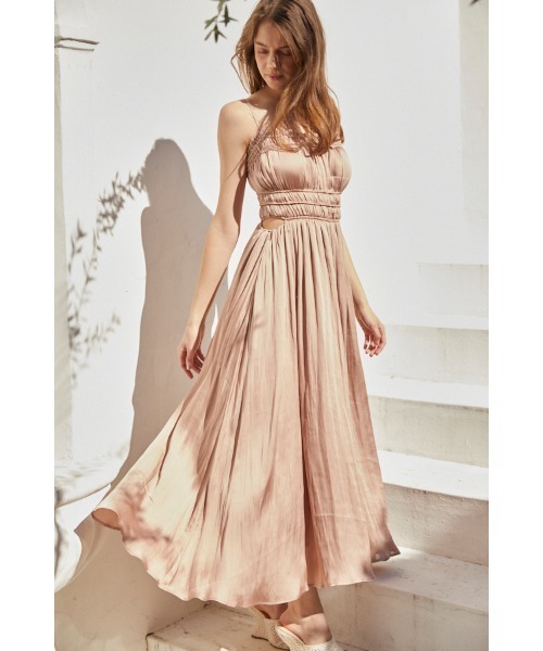 Julia Satin Long Dress シャーリングサテンドレス（ワンピース