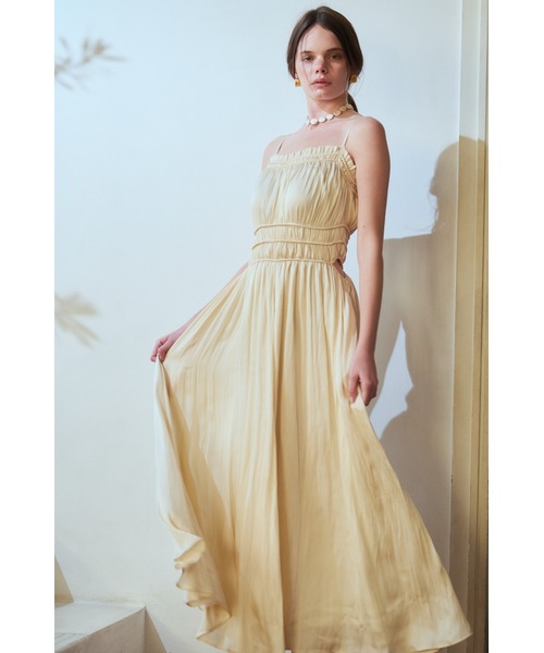 Julia Satin Long Dress シャーリングサテンドレス（ワンピース