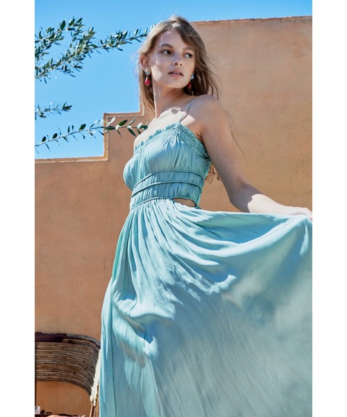 Julia Satin Long Dress シャーリングサテンドレス（ワンピース
