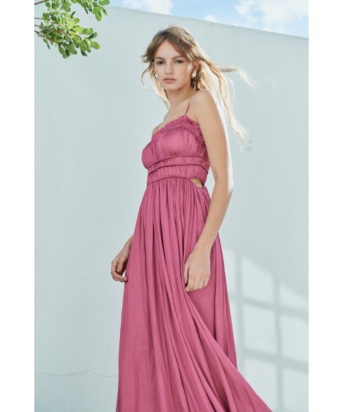 シャーリングサテンドレス エステラケー Estella.K ワンピース Julia Satin Long Dress シャーリングサテンドレス（ワンピース