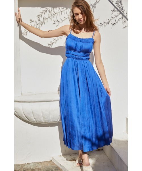 シャーリングサテンドレス エステラケー Estella.K ワンピース Julia Satin Long Dress シャーリングサテンドレス（ワンピース