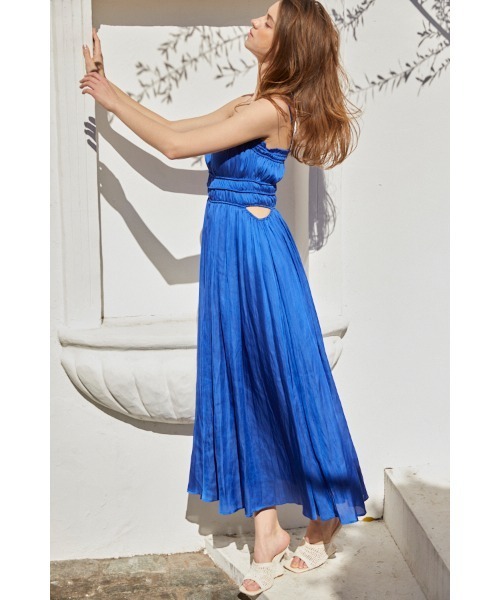 Julia Satin Long Dress シャーリングサテンドレス（ワンピース