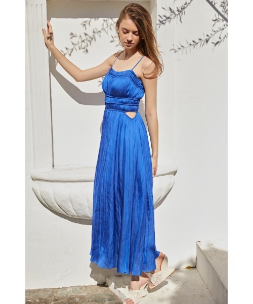 Julia Satin Long Dress シャーリングサテンドレス（ワンピース