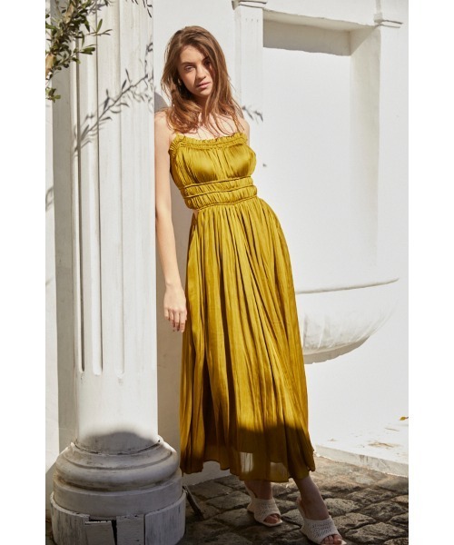 Julia Satin Long Dress シャーリングサテンドレス（ワンピース