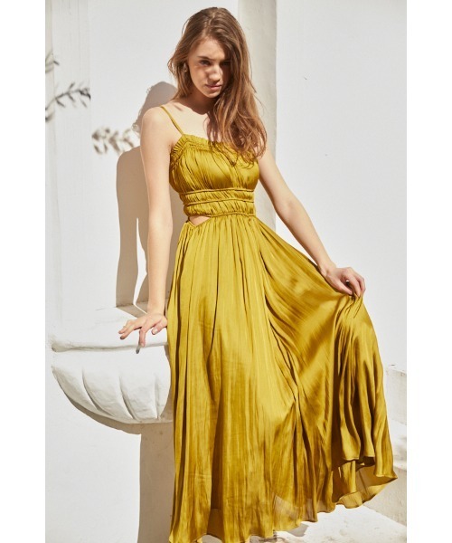 Julia Satin Long Dress シャーリングサテンドレス（ワンピース