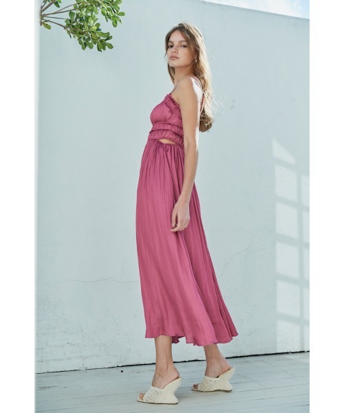 Julia Satin Long Dress シャーリングサテンドレス（ワンピース