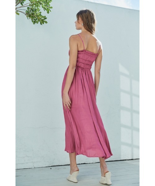 Julia Satin Long Dress シャーリングサテンドレス（ワンピース