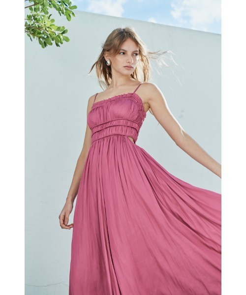 Julia Satin Long Dress シャーリングサテンドレス（ワンピース