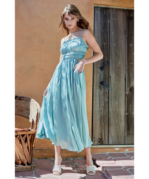 エステラケー　ワンピース Julia Satin Long Dress シャーリングサテンドレス（ワンピース