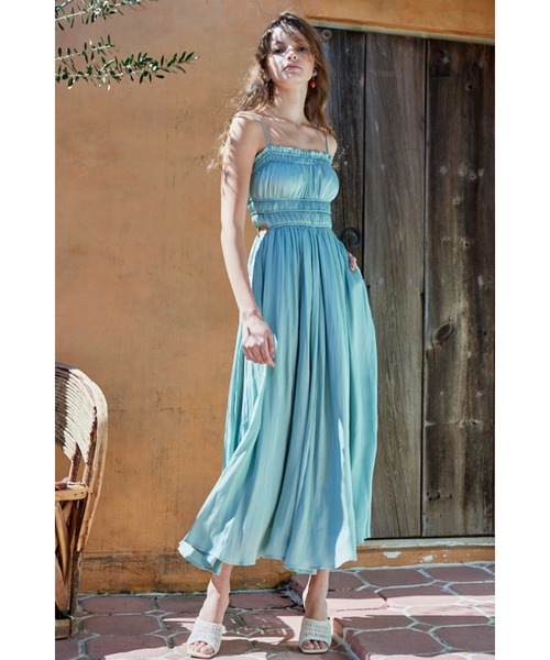 Julia Satin Long Dress シャーリングサテンドレス（ワンピース