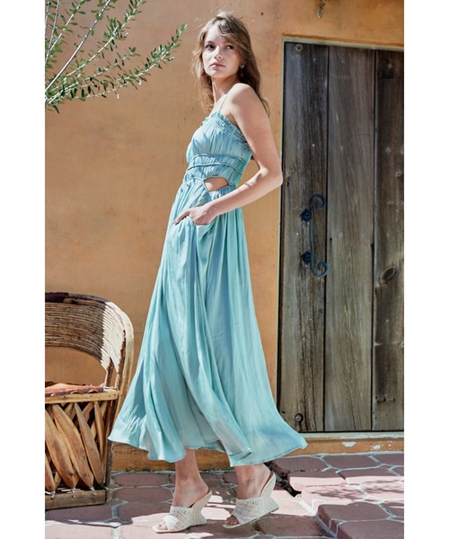 Julia Satin Long Dress シャーリングサテンドレス（ワンピース