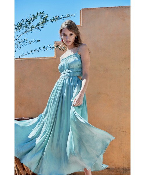 Julia Satin Long Dress シャーリングサテンドレス（ワンピース
