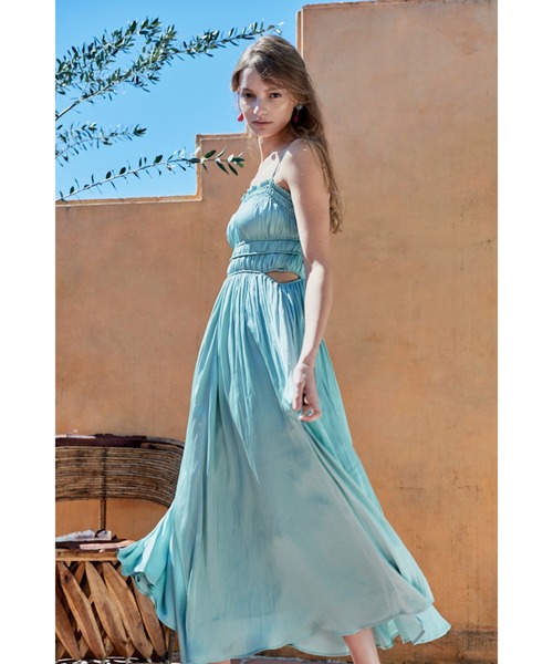 Julia Satin Long Dress シャーリングサテンドレス（ワンピース