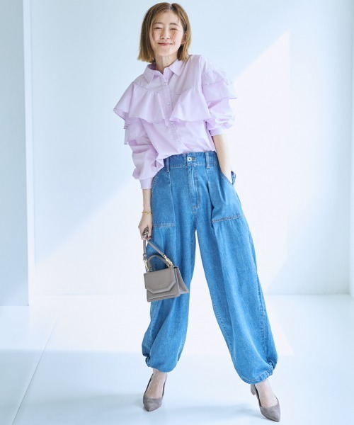 SMILE LAND（スマイルランド）の「＜大きいサイズ＞アシンメトリーフレアブラウス【OtonaSMILE】（シャツ/ブラウス・レディース・オフホワイト/ピンク・5L/L/LL/3L/4L）」の11枚目の写真