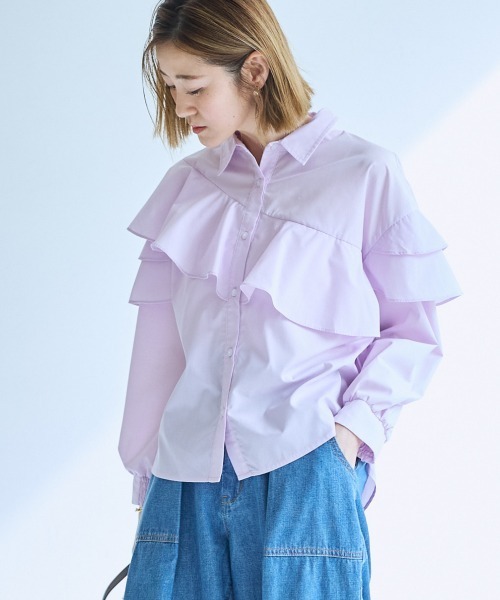 SMILE LAND（スマイルランド）の「＜大きいサイズ＞アシンメトリーフレアブラウス【OtonaSMILE】（シャツ/ブラウス・レディース・オフホワイト/ピンク・5L/L/LL/3L/4L）」の17枚目の写真