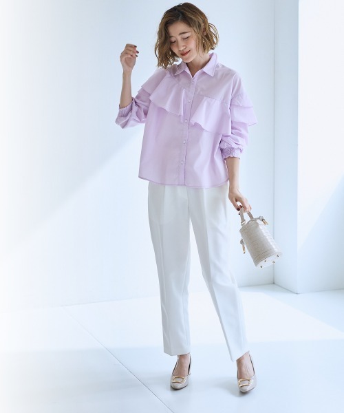 SMILE LAND（スマイルランド）の「＜大きいサイズ＞アシンメトリーフレアブラウス【OtonaSMILE】（シャツ/ブラウス・レディース・オフホワイト/ピンク・5L/L/LL/3L/4L）」の18枚目の写真