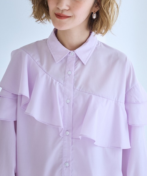 SMILE LAND（スマイルランド）の「＜大きいサイズ＞アシンメトリーフレアブラウス【OtonaSMILE】（シャツ/ブラウス・レディース・オフホワイト/ピンク・5L/L/LL/3L/4L）」の20枚目の写真