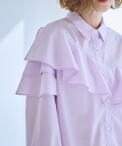 SMILE LAND（スマイルランド）の「＜大きいサイズ＞アシンメトリーフレアブラウス【OtonaSMILE】（シャツ/ブラウス・レディース・オフホワイト/ピンク・5L/L/LL/3L/4L）」の22枚目の写真