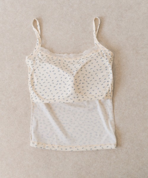 ECREL（エクレール）の「フラワーレースキャミソール/カップ付き（キャミソール・レディース・アイボリー/ブラック/ライトブルー・FREE）」の5枚目の写真