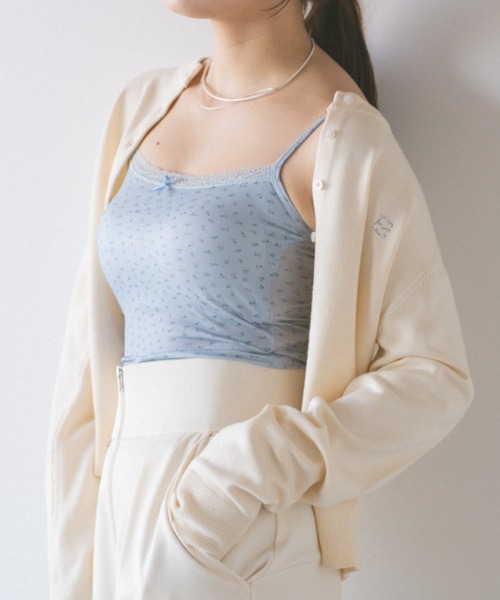 ECREL（エクレール）の「フラワーレースキャミソール/カップ付き（キャミソール・レディース・アイボリー/ブラック/ライトブルー・FREE）」の9枚目の写真